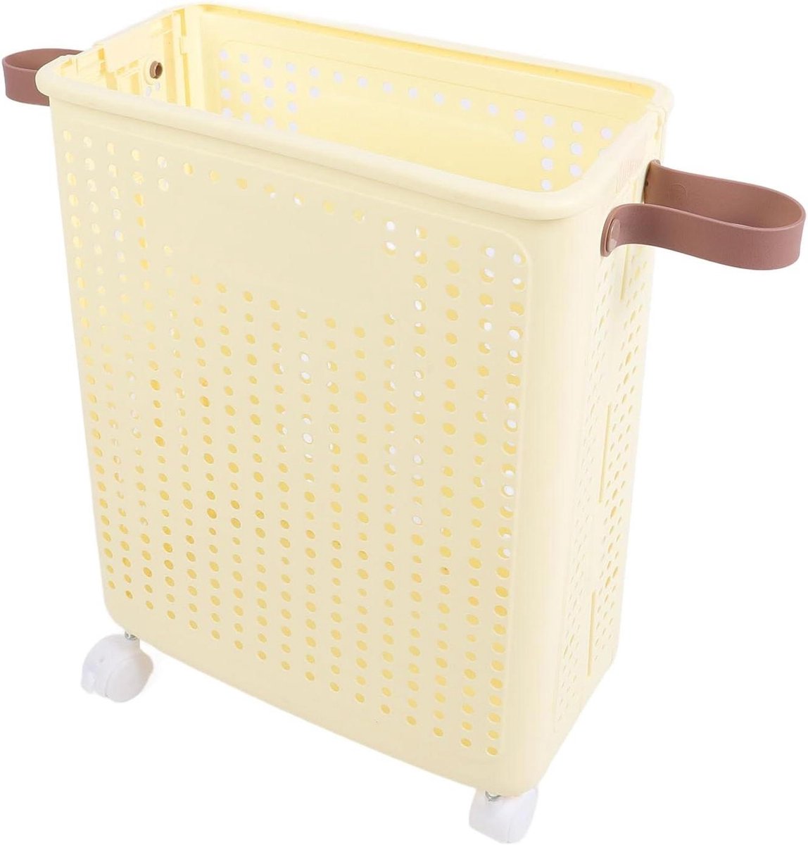 Wasmand Opvouwbaar - Kledingmand Wielen - Was Sorteren - Ruim Ontwerp - 48x38x9 cm - Romig Wit