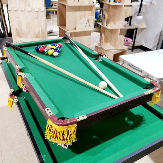 Miniatuur Pooltafel - Snooker Spel - Indoor Entertainment - Draagbaar Houten Ontwerp - 60x30x15 cm - Houtkleur — afbeelding 2