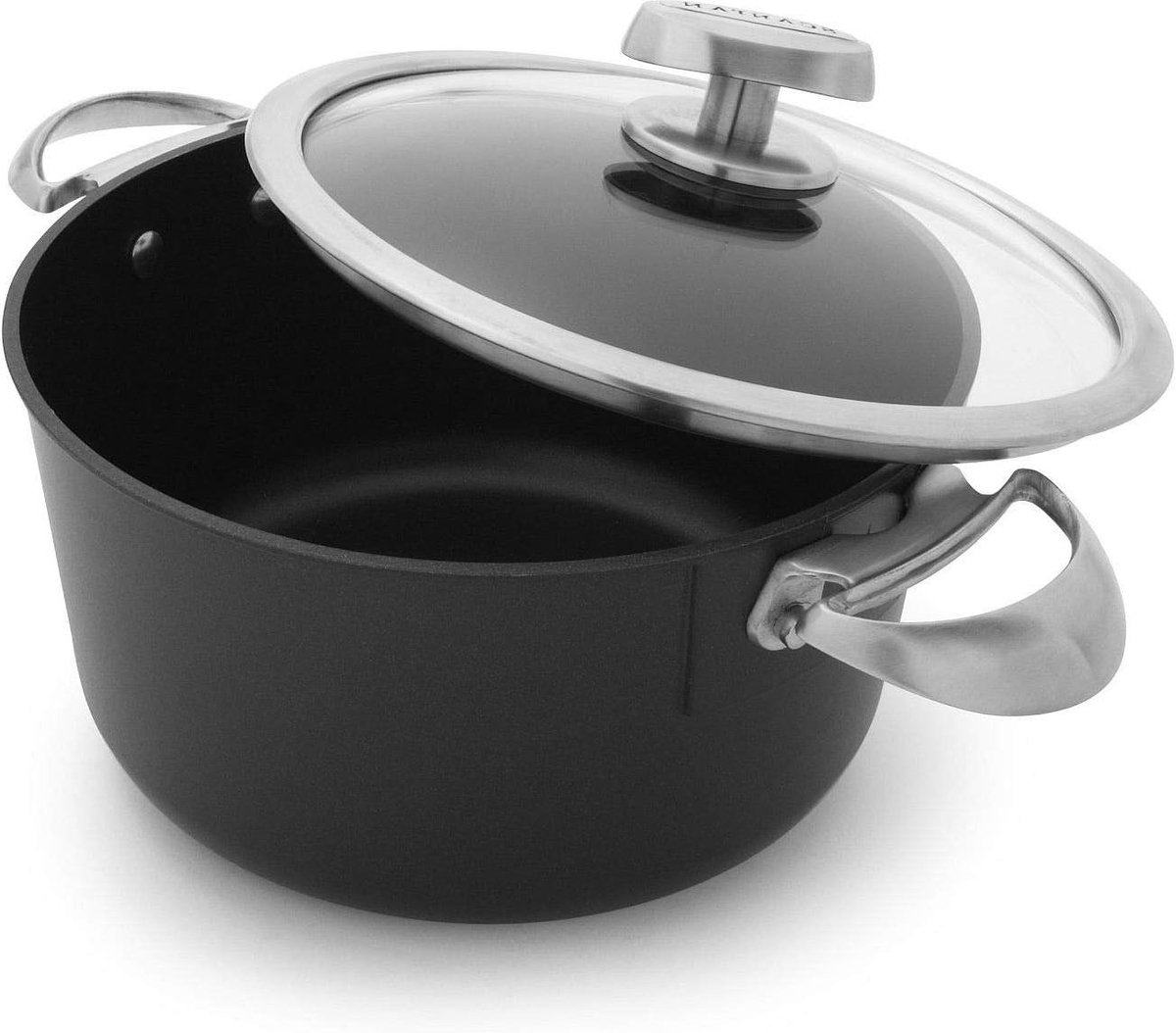 Kookpan met deksel - Antiaanbakpan - Gezond koken - Snelle temperatuurverdeling - 24 cm - Zwart