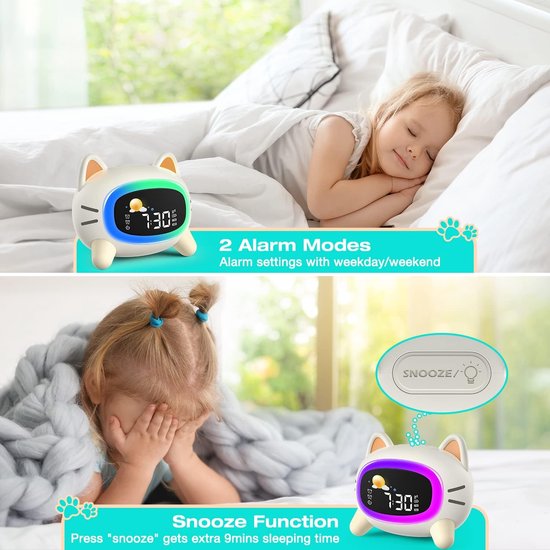 Kinderwekker - Digitale Wekker Slaapkamer - Slaaptrainer Kinderen - kinderlicht — afbeelding 5
