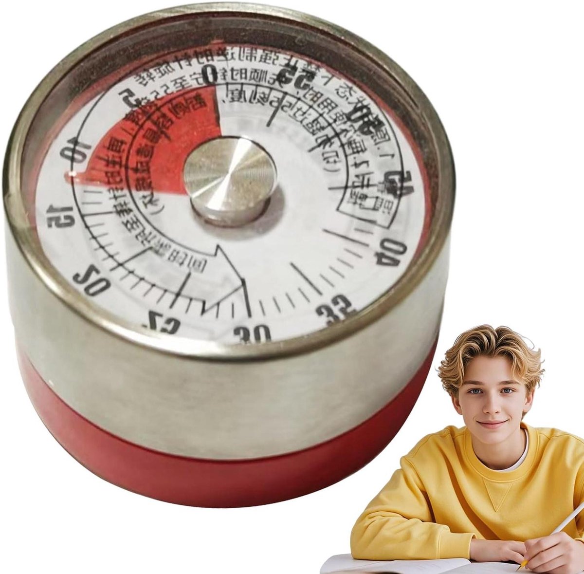 Keukenwekker - Kookwekker Timer - Koken en Bakken - Mechanisch Zonder Batterij - 4x7x4 cm - Rood