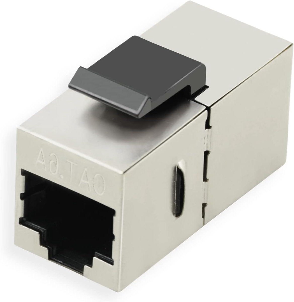 RJ45 Koppelstuk - Keystone Connector - Netwerk Verlengen - Afgeschermde Metaalbehuizing - Cat.6A - Zilverkleuren