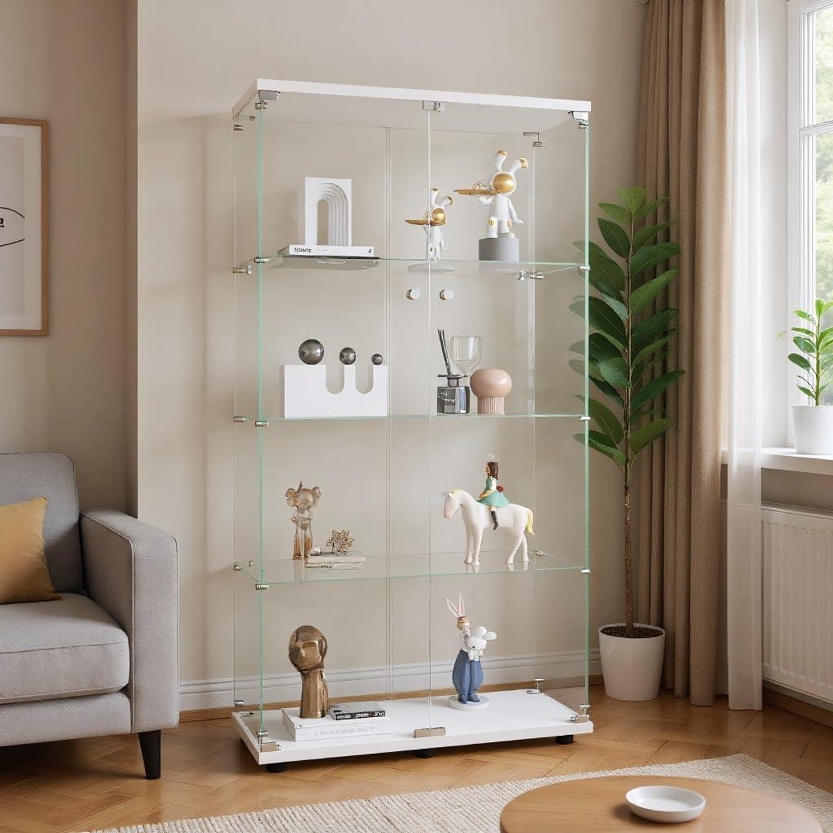 Vitrinekast met Glas - Vitrinekasten Woonkamer - opbergmeubel