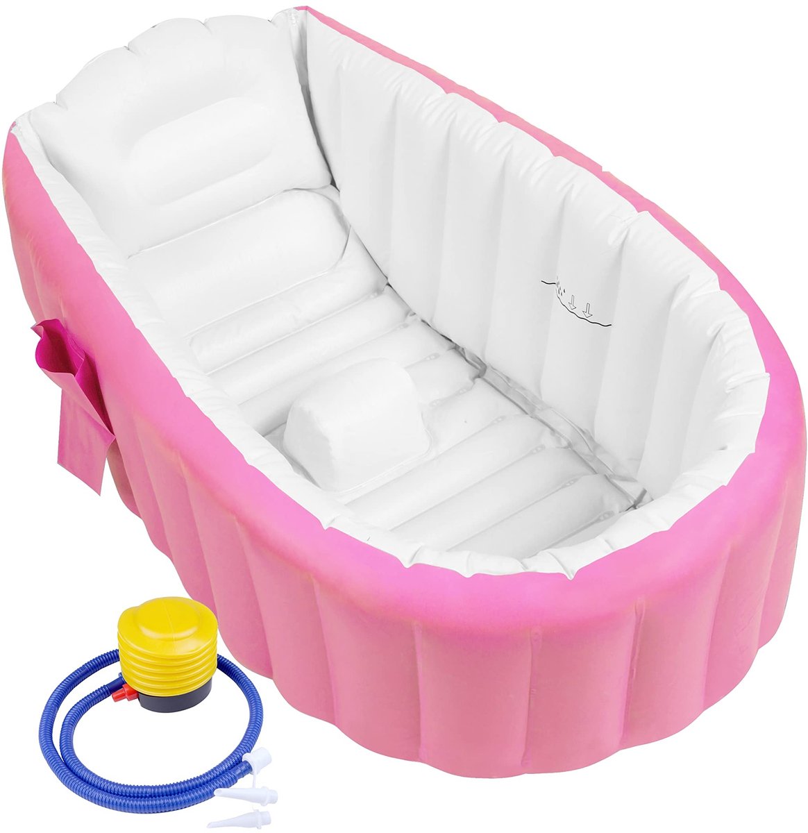 Dailygoods - Dailygoody - Opblaasbare Badkuip - Veilig en Leuk Badderen - Inklapbaar met Standaard - Roze - Voor Pasgeborenen - Ideaal voor Thuisgebruik