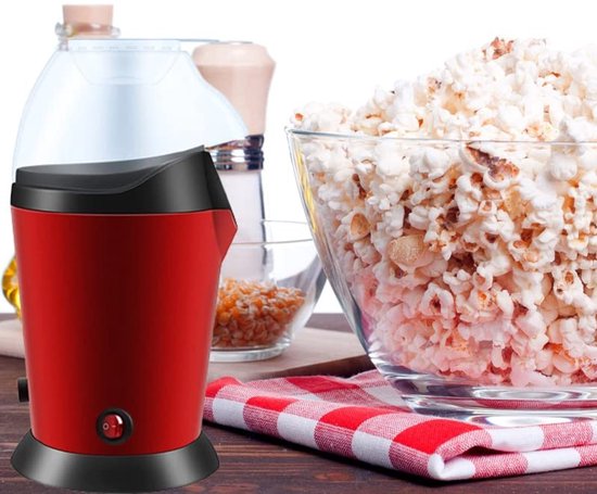Hete lucht popcornmaker 900 watt - Gezonde snack zonder vet en olie - Rode popcornmachine voor thuis in de keuken — afbeelding 2