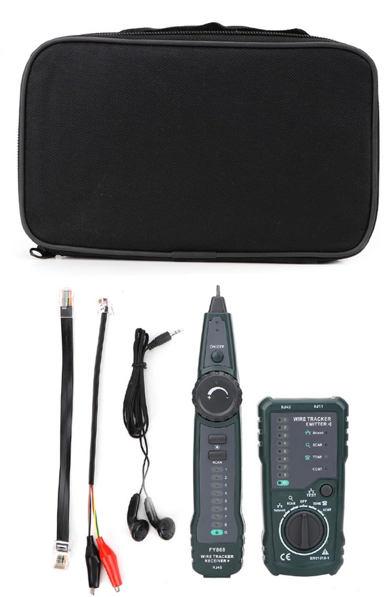 Kabelzoeker Tester Kit - Netwerk Telefoon Kabel - Bekabeling Controleren - LCD Display - 360 Gram - Groen