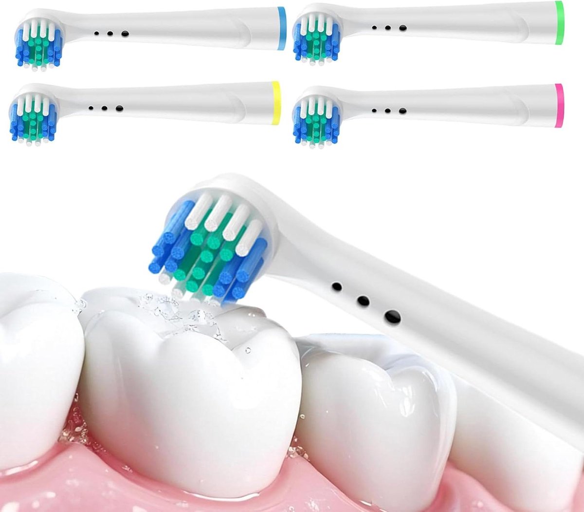 Tandenborstelkoppen - Opzetborstels - Mondhygiëne - Zachte reiniging - 4 stuks - Wit