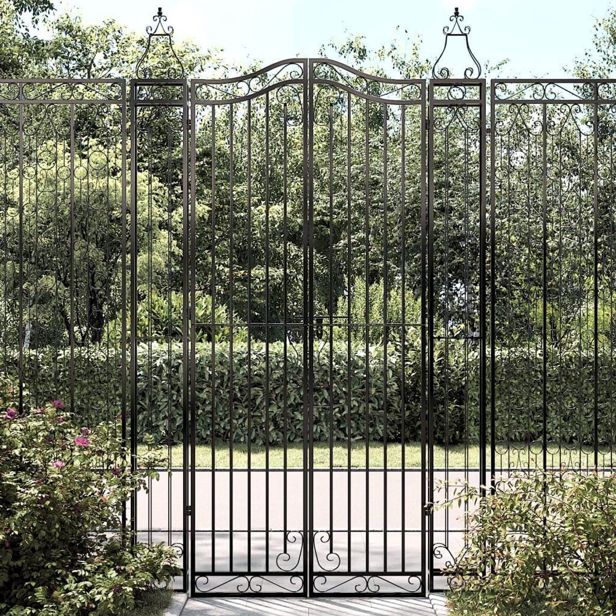 Tuinpoort - Hekdeur - Toegang Creëren - Gepoedercoat Smeedijzer - 121 x 200 cm - Zwart