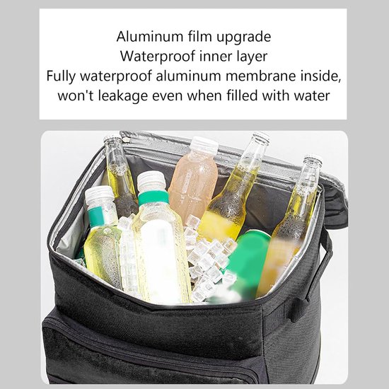 Oprolbare Koeltas - Koelbox op wielen - Buitenactiviteiten - Waterdichte binnenvoering - 43 Liter - Zwart — afbeelding 3