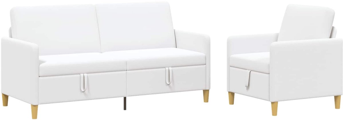 vidaXL - Sofa - Set - Met - Opslag - 2 - st - Wit - Polyester