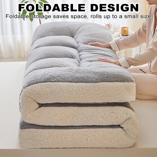 Japanse Vloermatras - Oprolbare Futon - Comfortabel Slapen - Verstelbare Elastieken - 200 x 220 cm - Geel — afbeelding 4