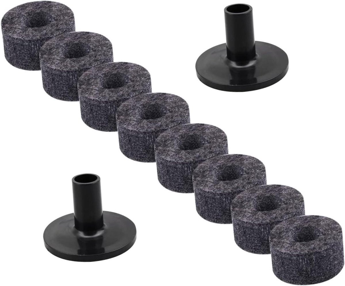Drumbekken Vilt - Cimbaal Pads - Drum Onderhoud - Beschermt Tegen Wrijving - 8 Stuks - Zwart