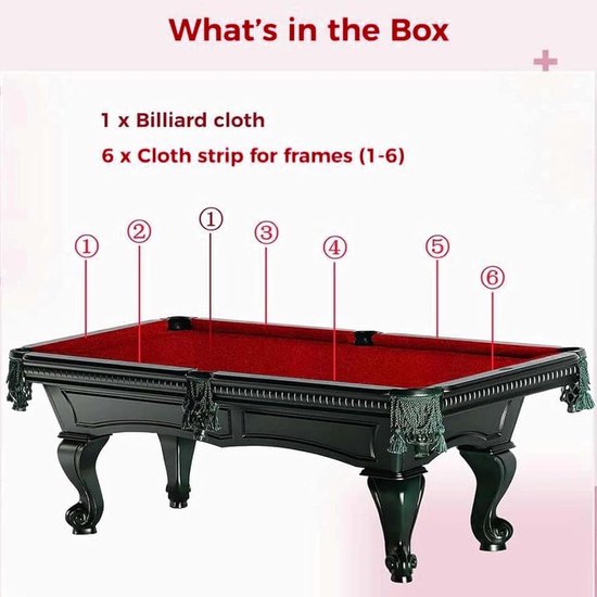 Biljartkleed Pooltafel - Tafelzeil Vilt - Indoor Sport Spel - Duurzaam Nylon Vezel - 8ft - Rood — afbeelding 4
