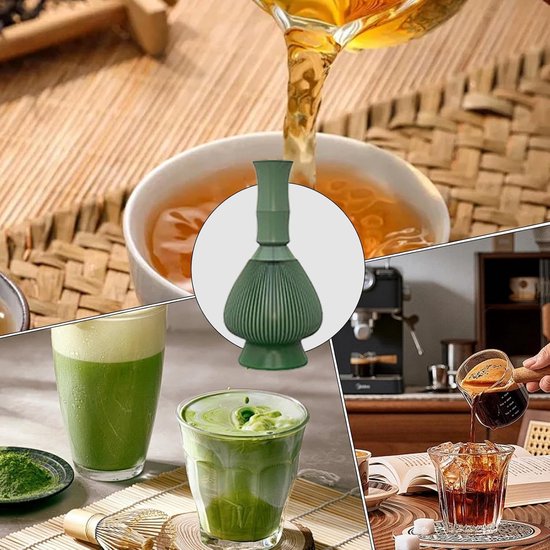 Draagbare Blender Roerder - Handmatige Mixer - Drankjes Bereiden - Traditioneel Japans Ontwerp - 6x13cm - Groen — afbeelding 2