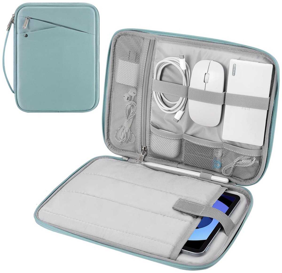Cosensi - Dailygoods - Dailygoody - Tablethoes - Draagtas met handvat - Gewatteerde bescherming - Misty Blue - Geschikt voor 11 inch tablets - Ideaal voor dagelijks gebruik