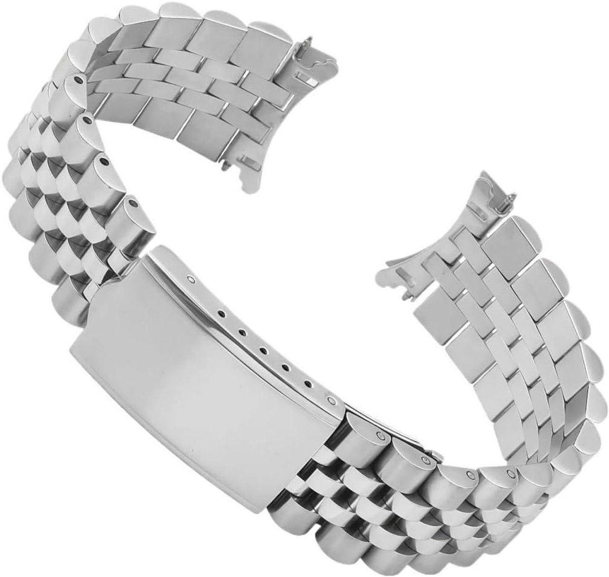 Horlogeband RVS - Metalen band - Horloge reparatie - Gebogen band - 19mm breed - Zilverkleurig