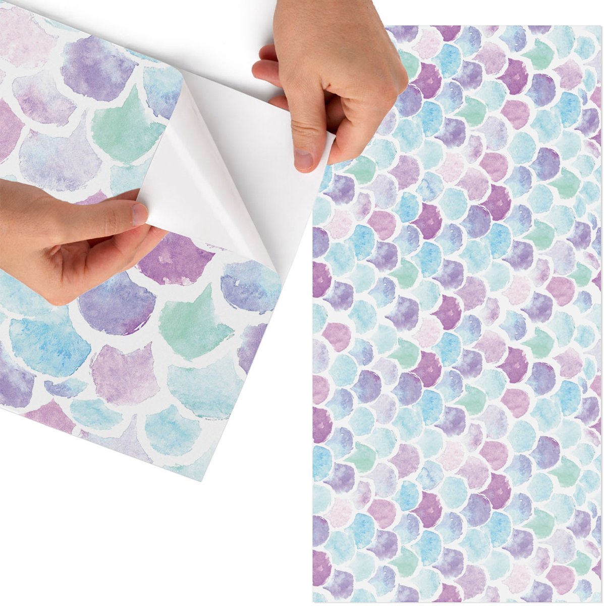 Tulup Meubelfolie - Aquarel schubben Wrapfolie Keuken - 50x100 cm - Paars Meubelfolie - Plakfolie Meubels - Waterverf Meubelfolie - Decoratiefolie Zelfklevend - Slaapkamer decoratie - Achtergronden en patronen