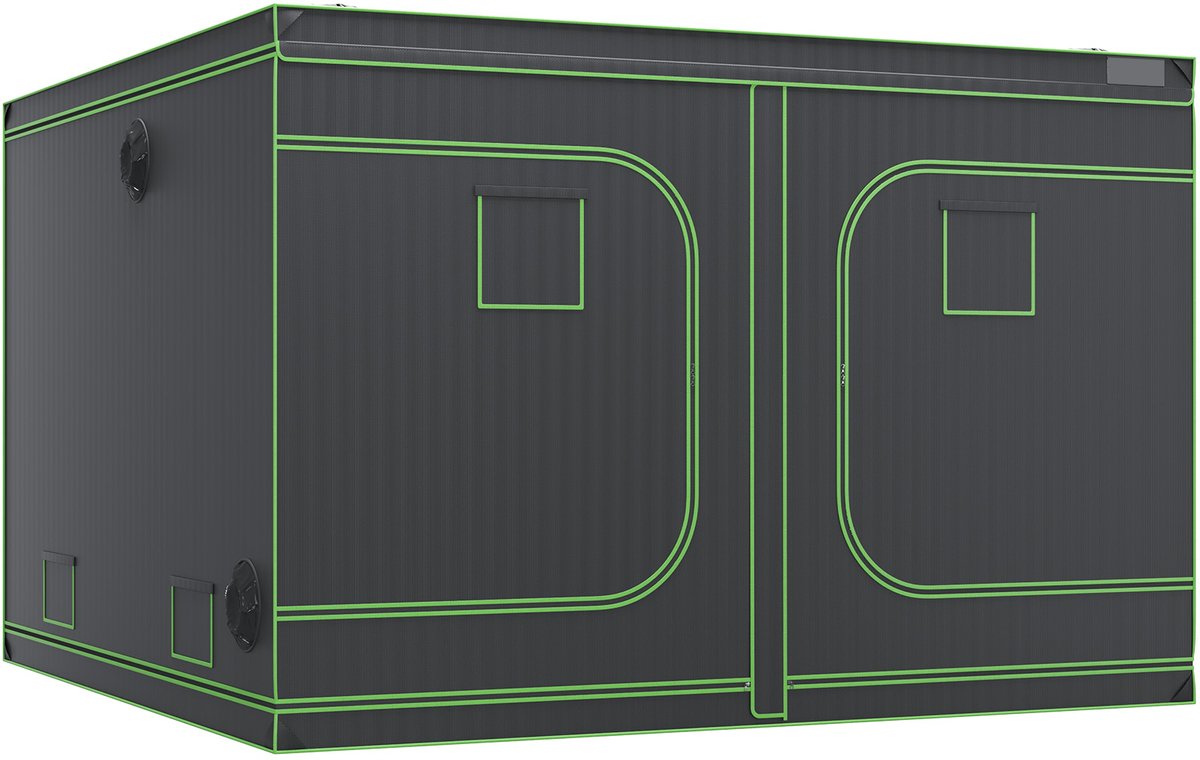 Kweekkast 305 X 305 X 203 cm met Stevig Stalen Frame en Duurzame 600d Oxford Stof, Geschikt voor 60 Kg Belasting en 400 W Kweeklampen.