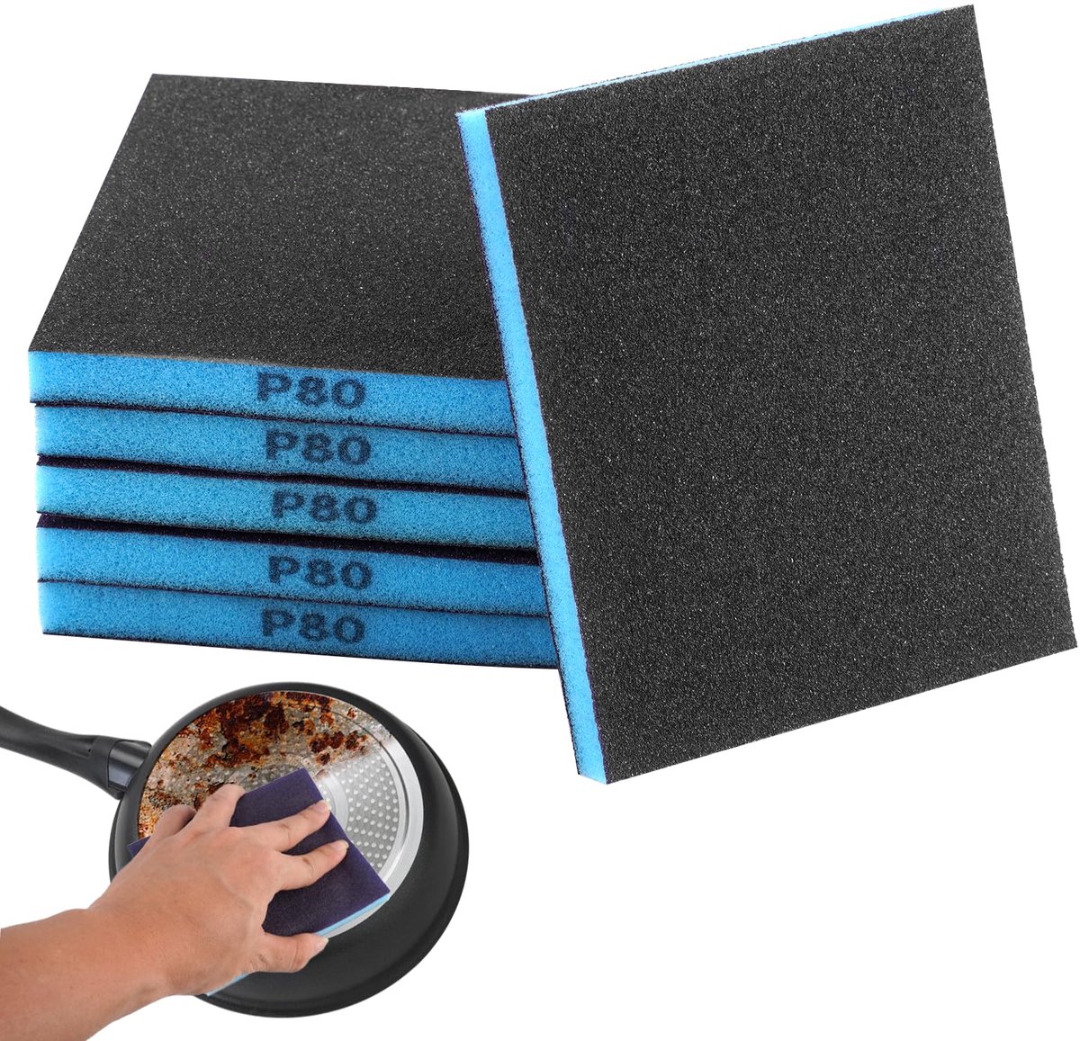 carmdering - Siliconcarbide Schuurspons - Schuurpad - Slijpschwam - Droog En Nat Slijpen - Flexibel Voor Curves - Dicht Blauw Schuim - Wasbaar En Herbruikbaar - Voor Moeilijke Oppervlakken - 6 Stuks