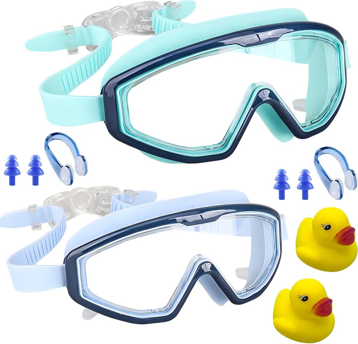Set van 2 Zwembrillen voor Kinderen van 3-15 Jaar met UV-bescherming, Anti-Fog en Levenslange Garantie tegen Lekken
