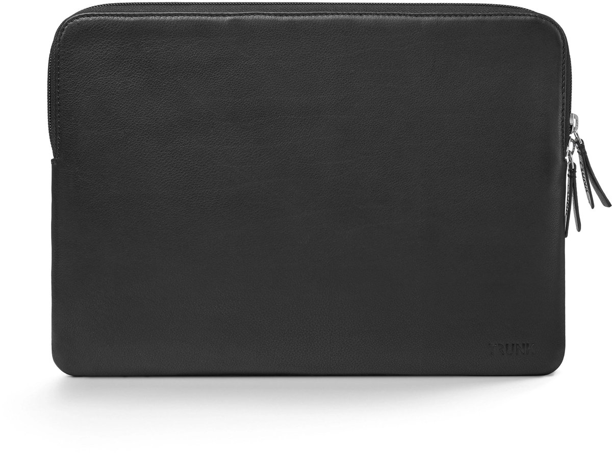 Trunk Lederen Sleeve MacBook Pro/Air/Neo 13 – Stevige Buitenlaag en Pluche Binnenlaag – Hoge Kwaliteit YKK-Rits – Duurzame Stiksels - Zwart