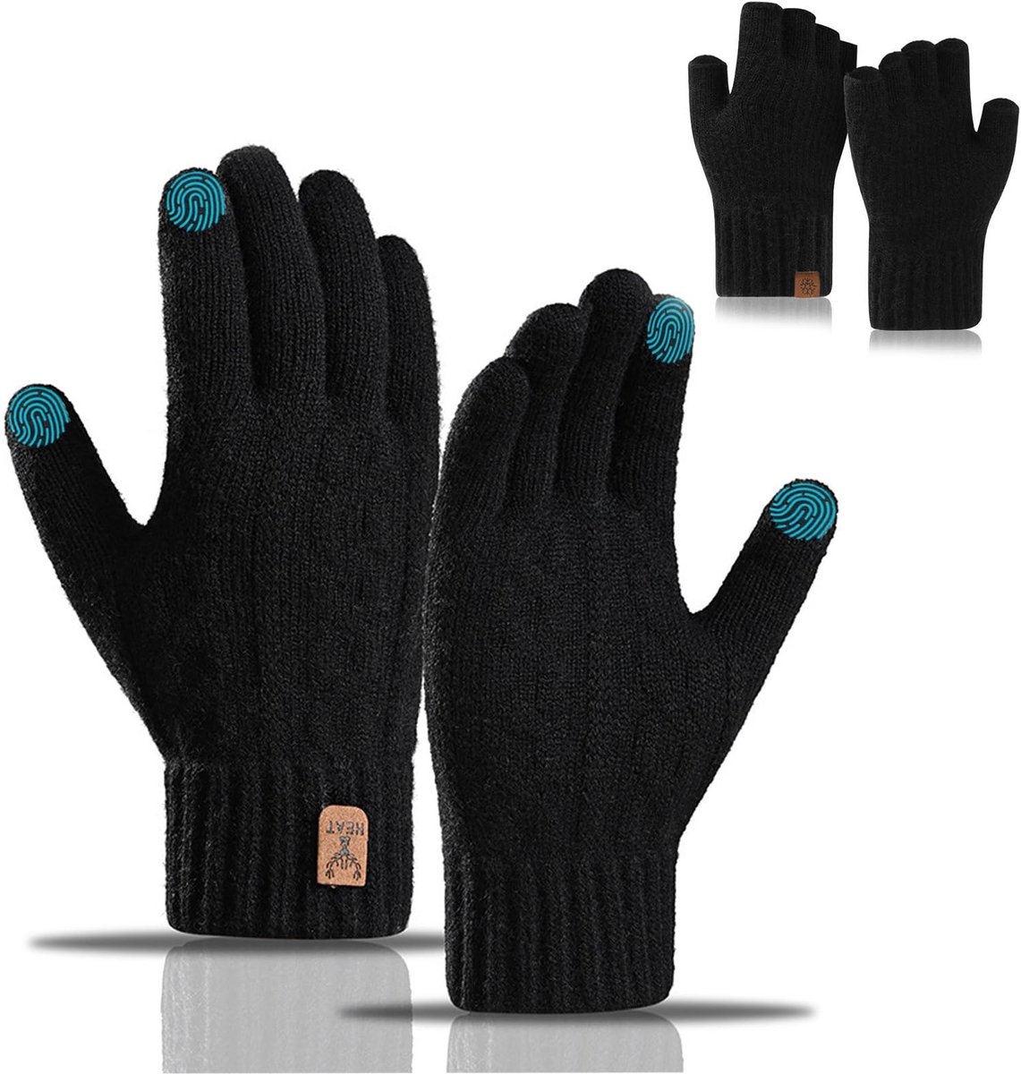 Thermische Vingerloze Handschoenen voor Mannen en Vrouwen - Zwart, Ideaal voor Buitenactiviteiten