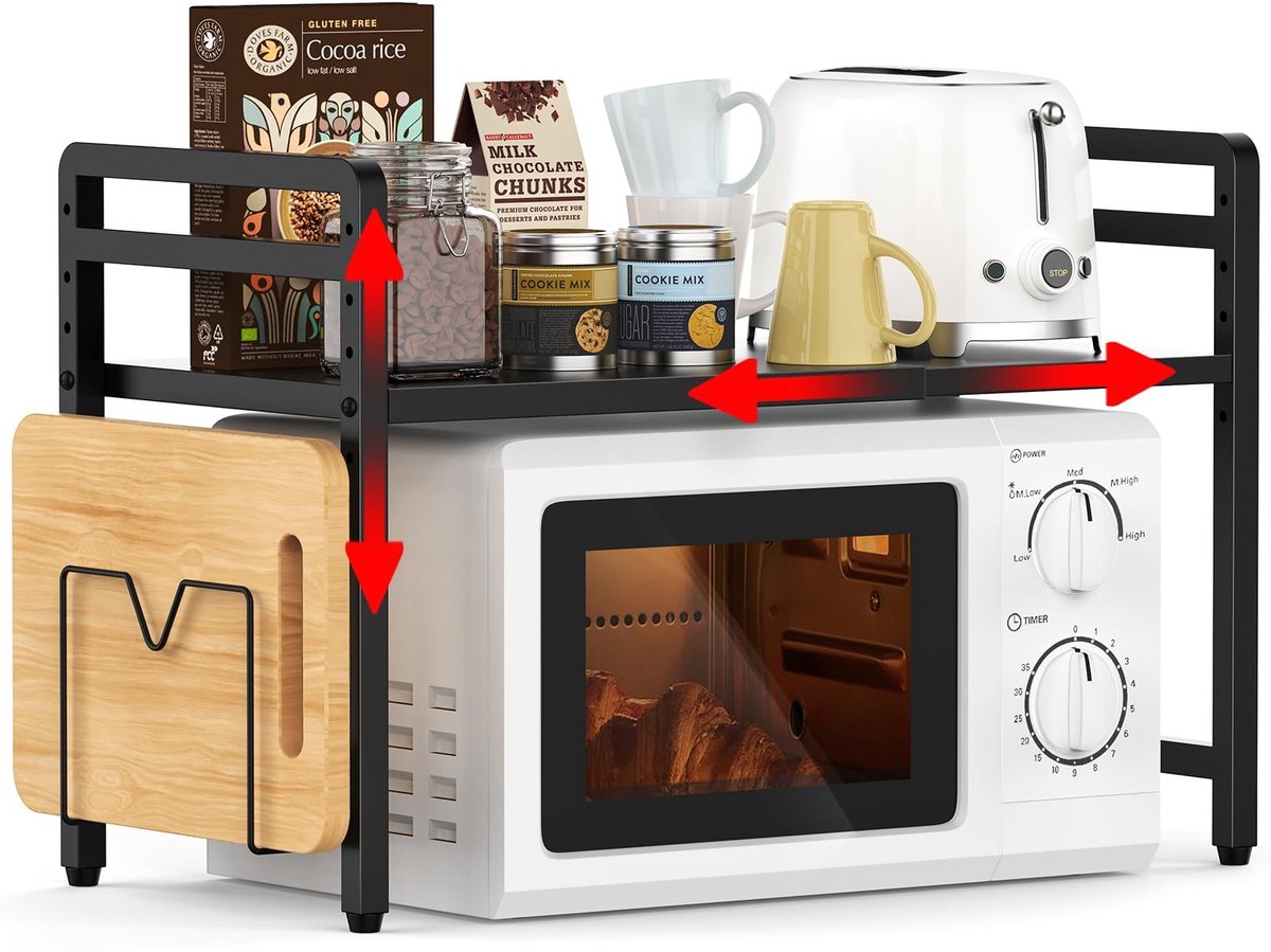 Allecto - Magnetron Rek - Uittrekbaar - Stabiliteit - 2-Laags - Keuken Organizer - Voor in de Keuken - 40-65 cm