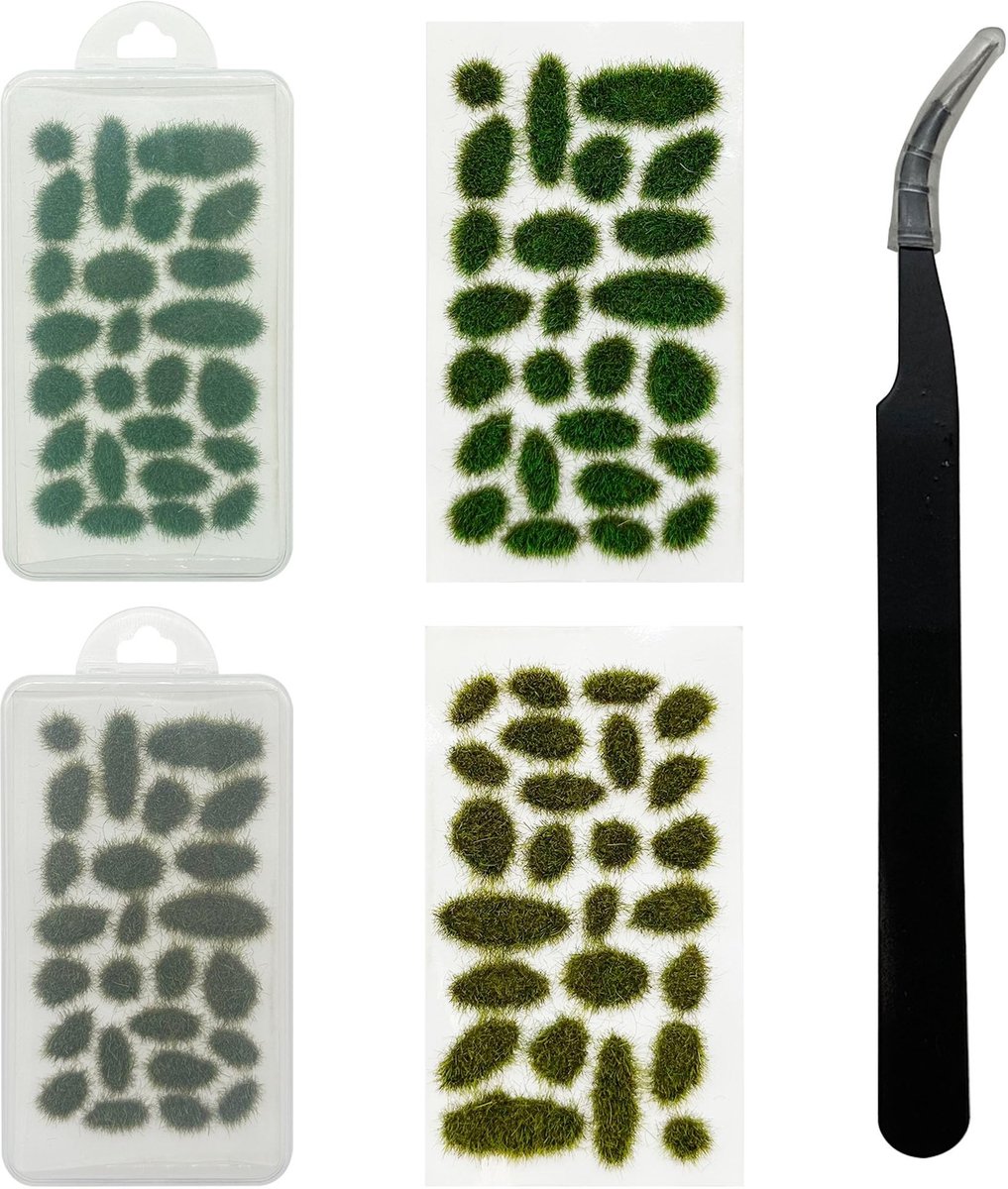Allecto - Statische Gras Tuft - Model Landschap - 51 Stuks - Gras Tufts Terrein Model Kit - Hars en Nylon - Geschikt voor Model Treinen en Diorama's