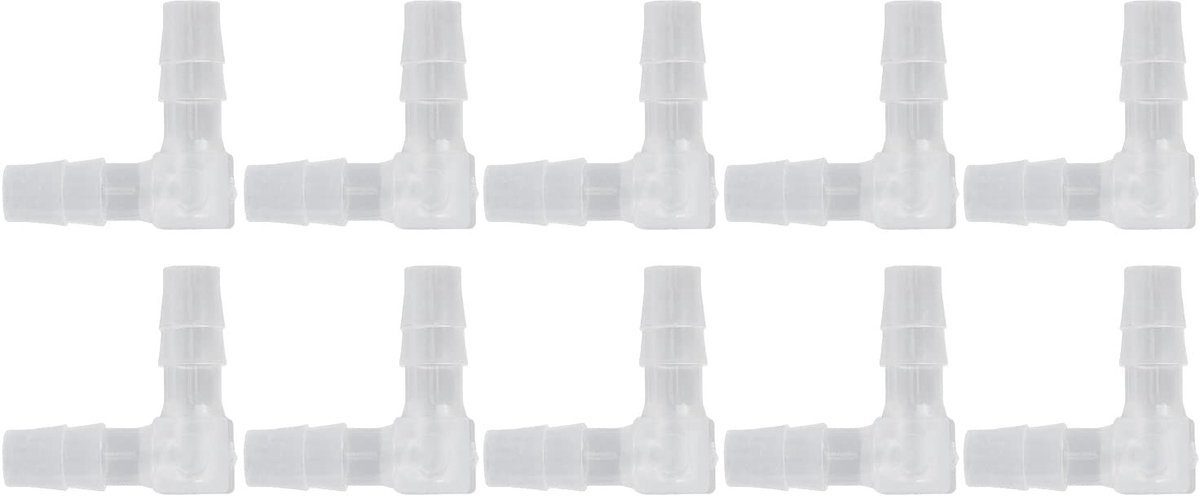 Allecto - 90 Graden Elleboog Slangpilaar - Slangaansluiting - Zwart - Adapter - 10 Stuks - Geschikt voor Aquarium en Waterleidingen - 6mm