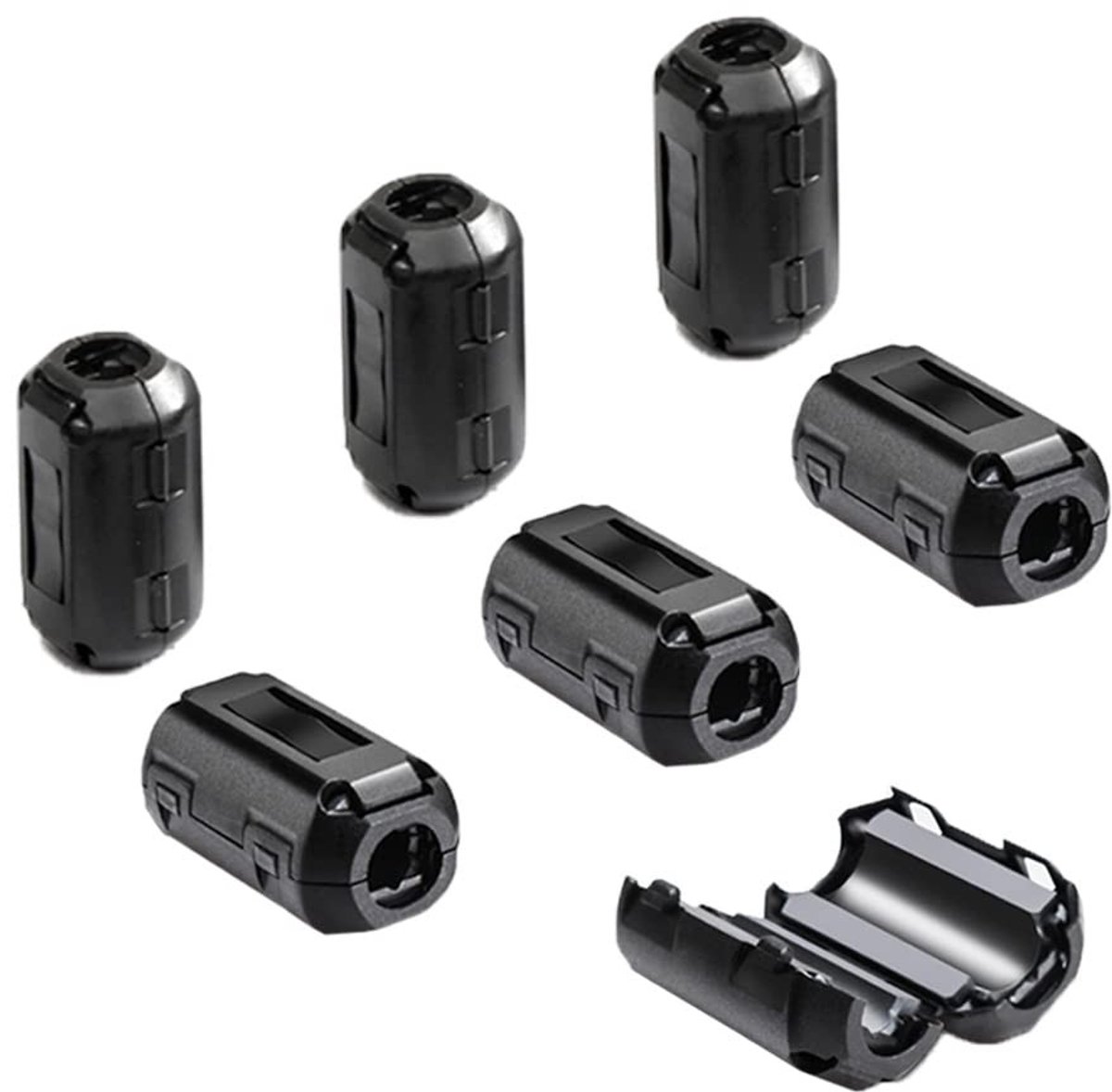 Allecto Ferrietringkern Ruisonderdrukking Hoogfrequent filter Zwart Geschikt voor diverse kabels Inhoud 6 stuks