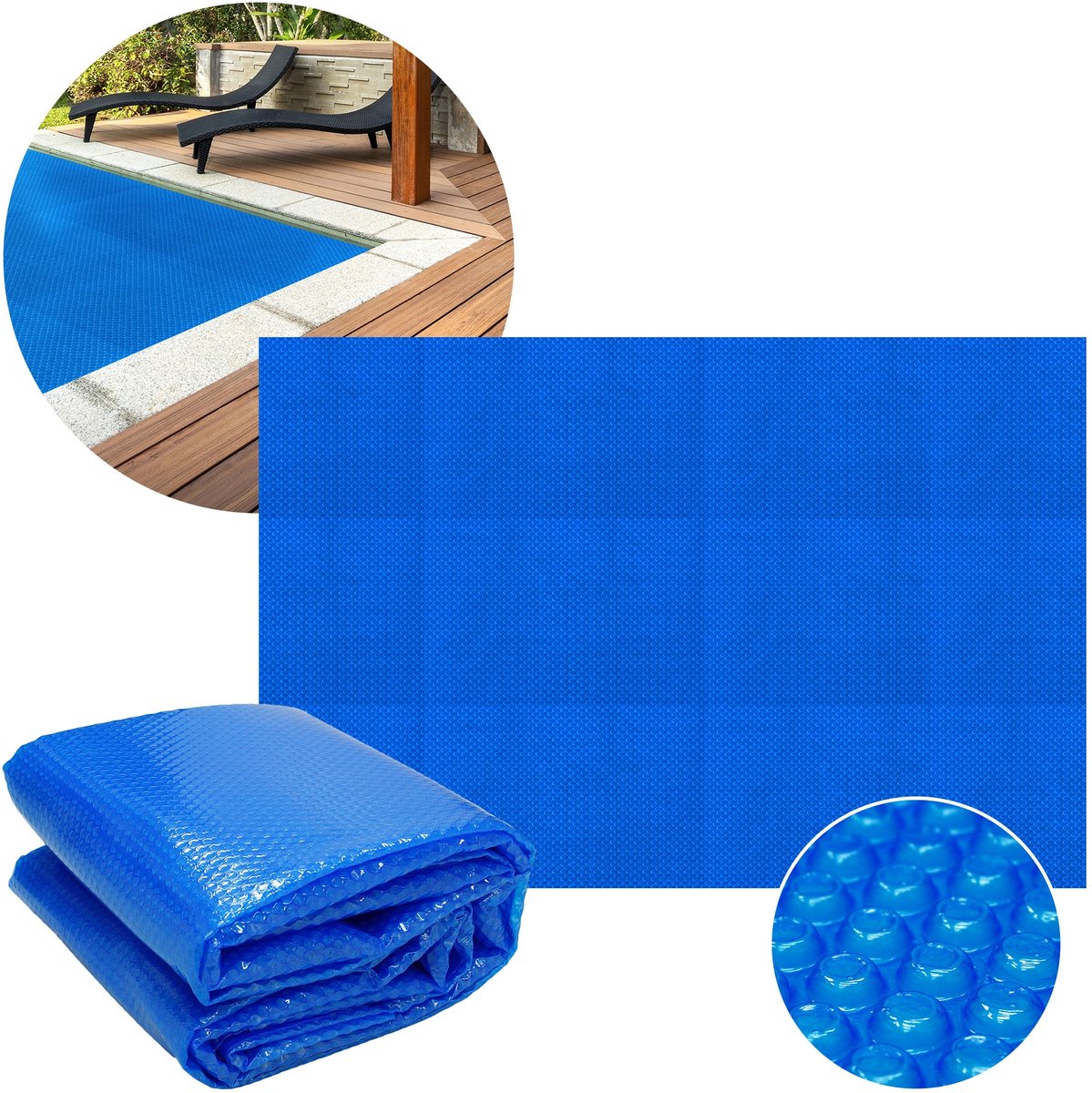 Zwembadzeil rechthoekig 1000x500 cm blauw, zwembadzeil 120µm, solarzeil solarzeil op maat gesneden, zwembadafdekking