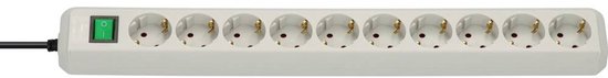 Eco-Line stekkerdoos met schakelaar 10-voudig lichtgrijs 3m H05VV-F 3G1,5