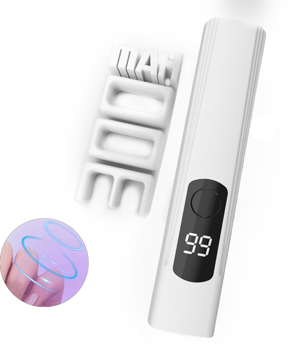 Mini draagbare nagellamp - Oplaadbare draadloze nagellamp - Nagellamp met display scherm-UV/LED nageldroger voor gellak - Mini UV Lamp Gelnagels - Wit