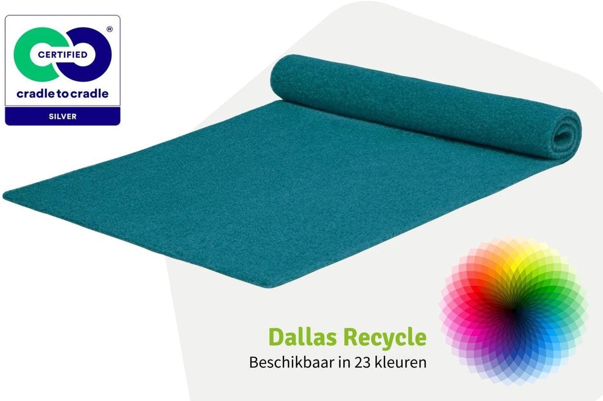 GJ Floors - Basic loper Dallas Recycle | Petrol - Breedte x Lengte: 2 meter / 10 meter