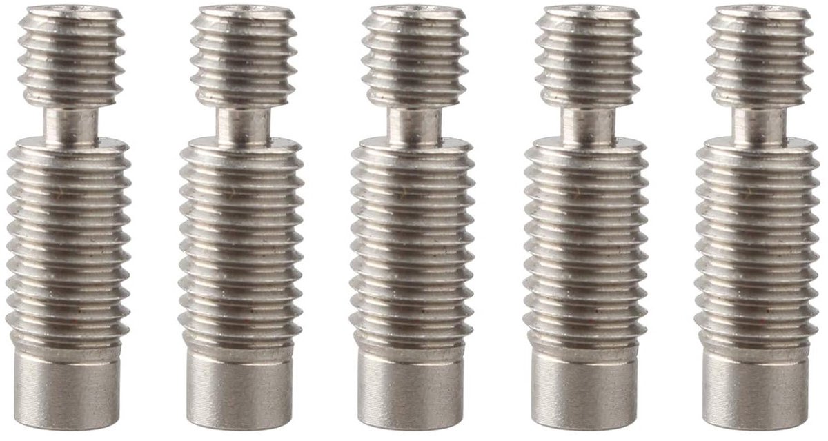 5 Stuks RVS Nozzles en Heatbreak voor 3D Printers - Geschikt voor V6, Makerbot en RepRap met 1.75mm Dikte