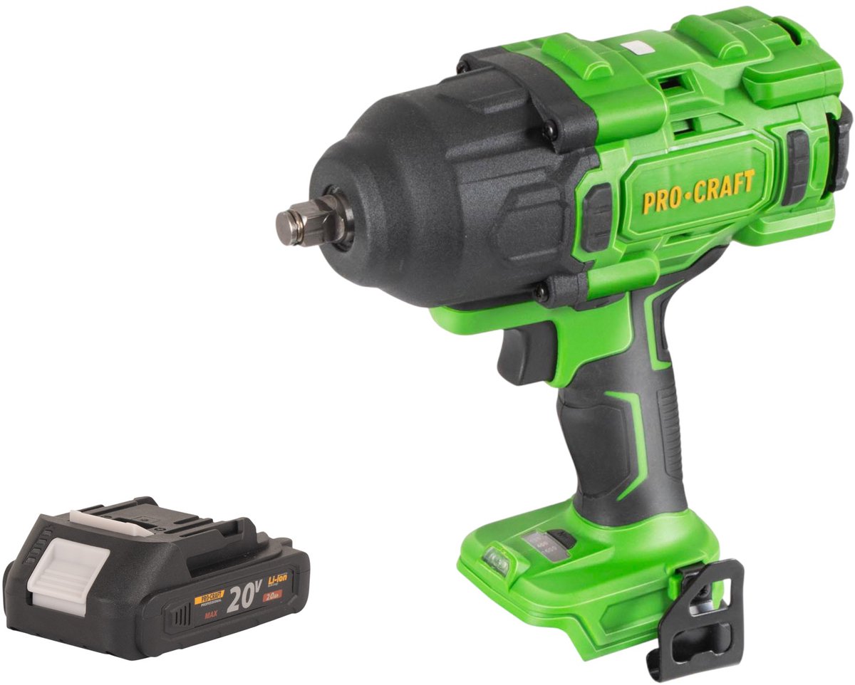 Procraft PWA80bb accu-slagmoersleutel 20 V 1600 Nm 1/2" borstelloos + 1x accu 2,0 Ah - zonder oplader