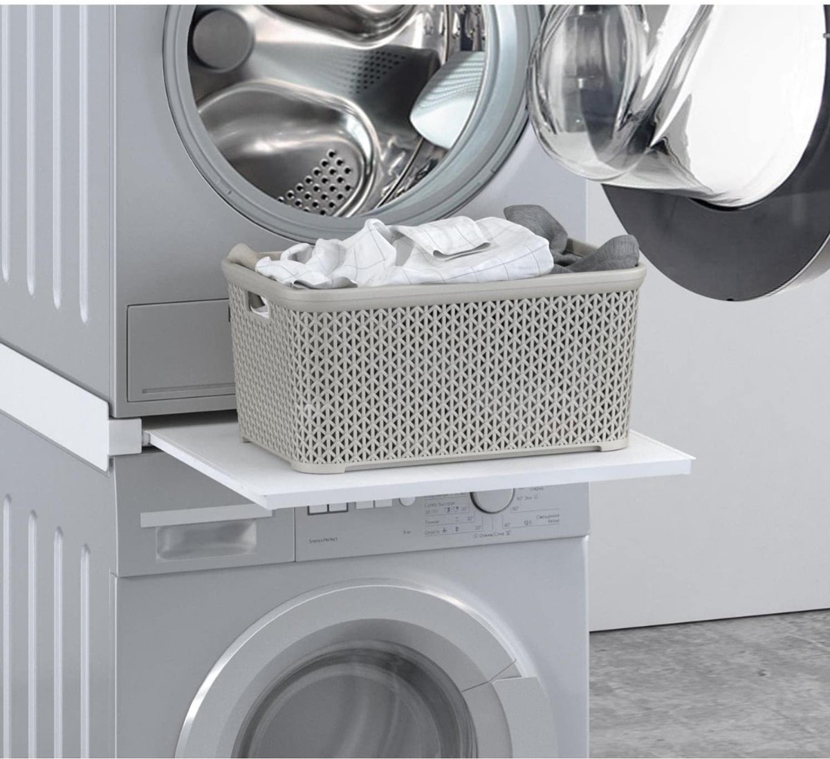 MIRA® Tussenstuk Wasmachine Droger - Stapelkit - Tussenstuk Wasmachine en Droger - Tussenstuk Wasmachine Droger Zwart - Tussenstuk Wasmachine Droger Aeg - Wit - 60cm x 72cm x 10cm thumbnail 5