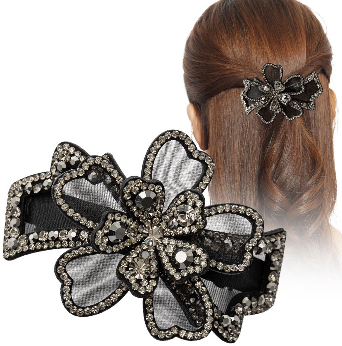 Bloem paardenstaart houder – Twist knot haarclips en haarringen, elegante haaraccessoires