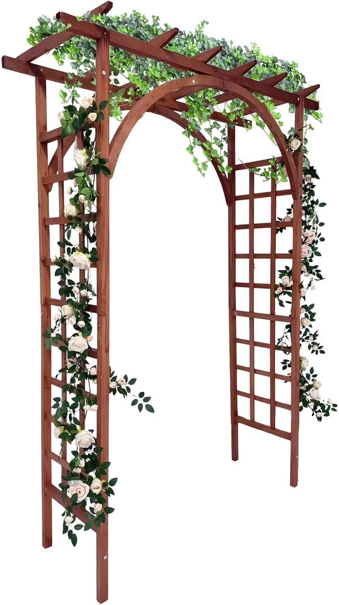 Houten Rozenboog / Tuinboog - 215 cm - Massief Hout - Trellis voor Klimplanten - Decoratieve Pergola voor Tuin, Patio & Bruiloften