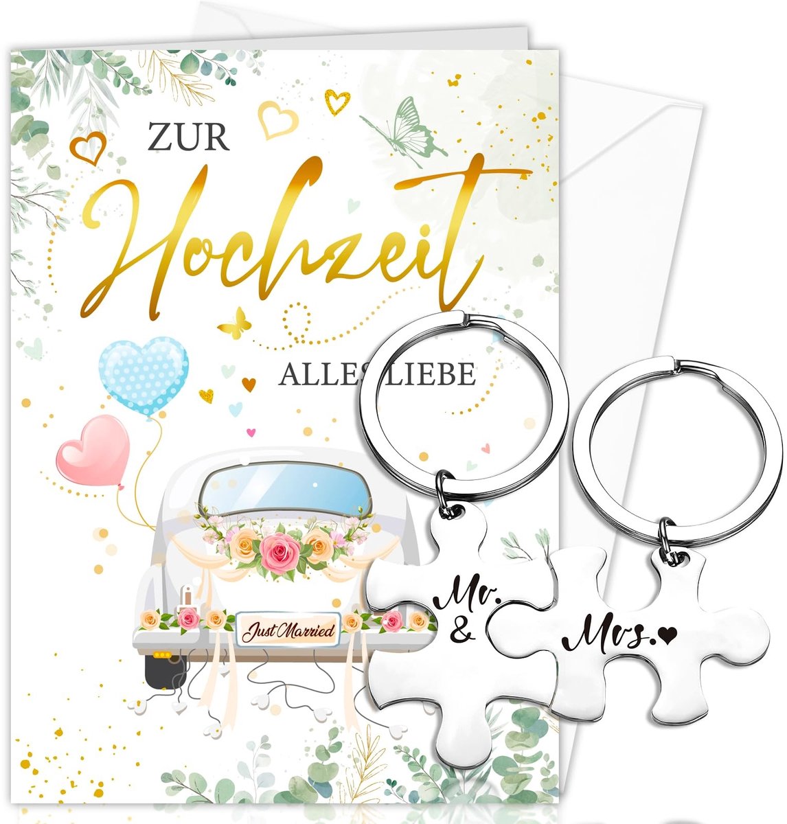 Allecto - Bruiloftskaart - Eucalyptus - Unieke huwelijkswenskaart met envelop - Perfect voor felicitaties - Mooi design - Geschikt voor bruiloften ...