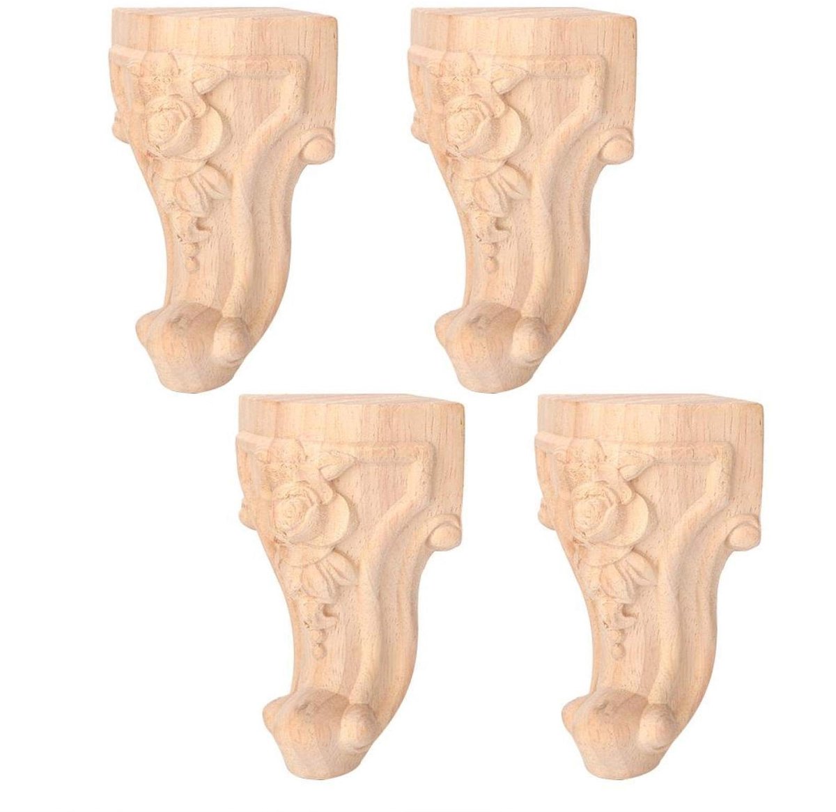 Tyenaza 4 Carved Cabinet Legs - Houten Meubelpoten in Europese Stijl (10x5cm)