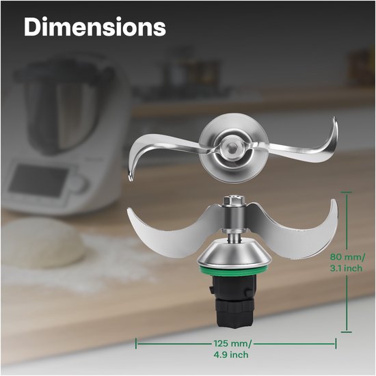 Deegmes RVS Geschikt voor Thermomix TM7, TM6 & TM5 van MMOBIEL - Deegmengmes Ideaal voor Brood- en Pizzadeeg - Geen Deegresten - Voor Thermomix Keukenmachines — afbeelding 2