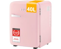 TZS First Austria Mini koelkast - Minibar - 40 liter - Vrijstaand - Volledig stil 22dB - Retro - Roze