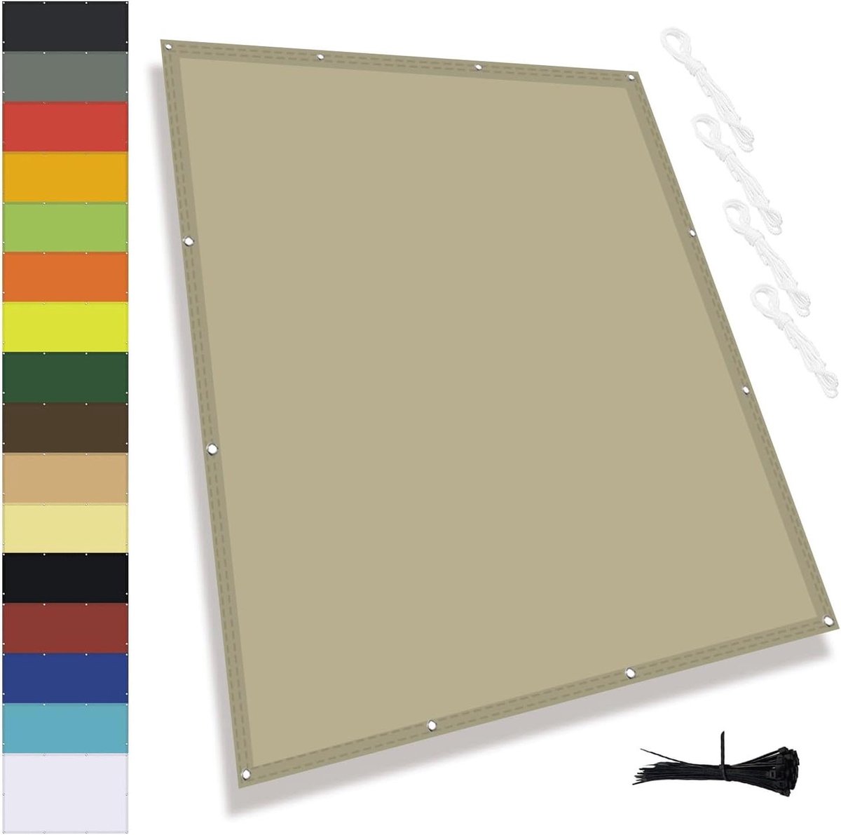 Balkonbescherming - Zonnezeil Terras - Buiten Leven - Waterdicht Scheurbestendig - 3.5x4m - Kaki