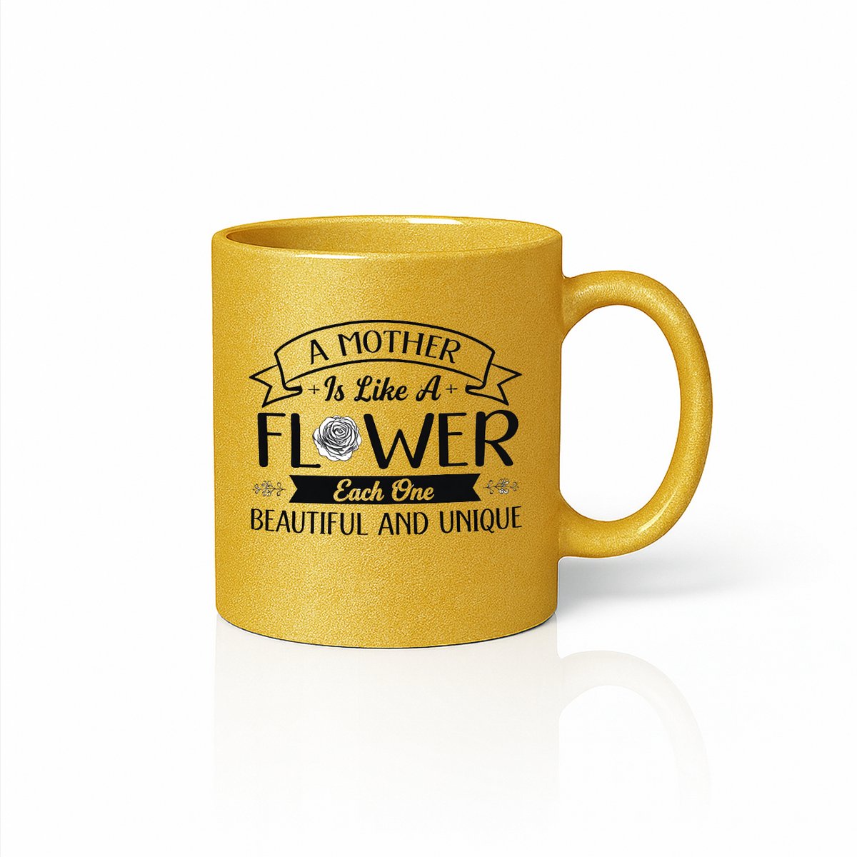 Luxe Moederdag Mok - A Mother is Like a Flower - Uniek Cadeau voor Mama - Goud Glimmend