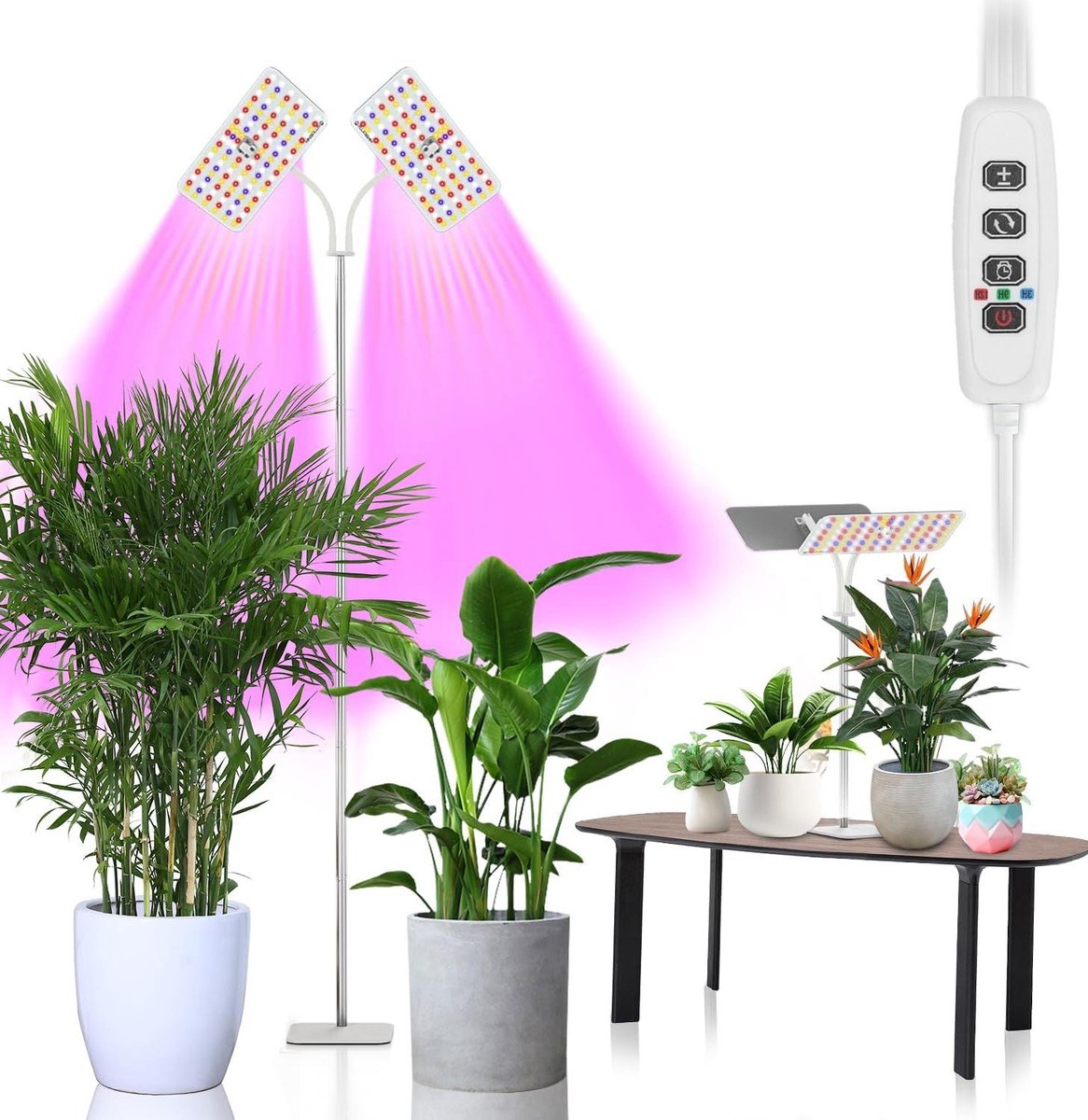 Groeilamp met Standaard - Plantenlamp Volledig Spectrum - Planten Binnen Kweken - 3 Spectrale Modi - 70-180 cm Verstelbaar - Wit