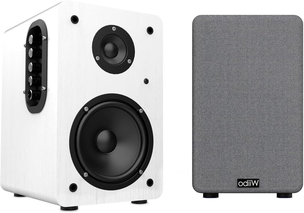 Draagbare Bluetooth-luidspreker - Vintage HiFi - Muziek Streaming - 100W Vermogen - 25x18x30 cm - Wit