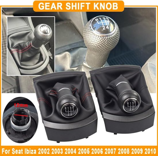 R5 Speed Manual Shift Shift Knob Cover with Dust Cover for Seat Ibiza 2002-2010 (Red Line) — afbeelding 3