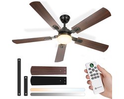 Aigostar Stille Plafondventilator met Verlichting - Ø 132cm - Plafondlamp met ventilator - Afstandsbediening- 6 Snelheden - Timer - Zomer/Winter functie - WIND LARGE