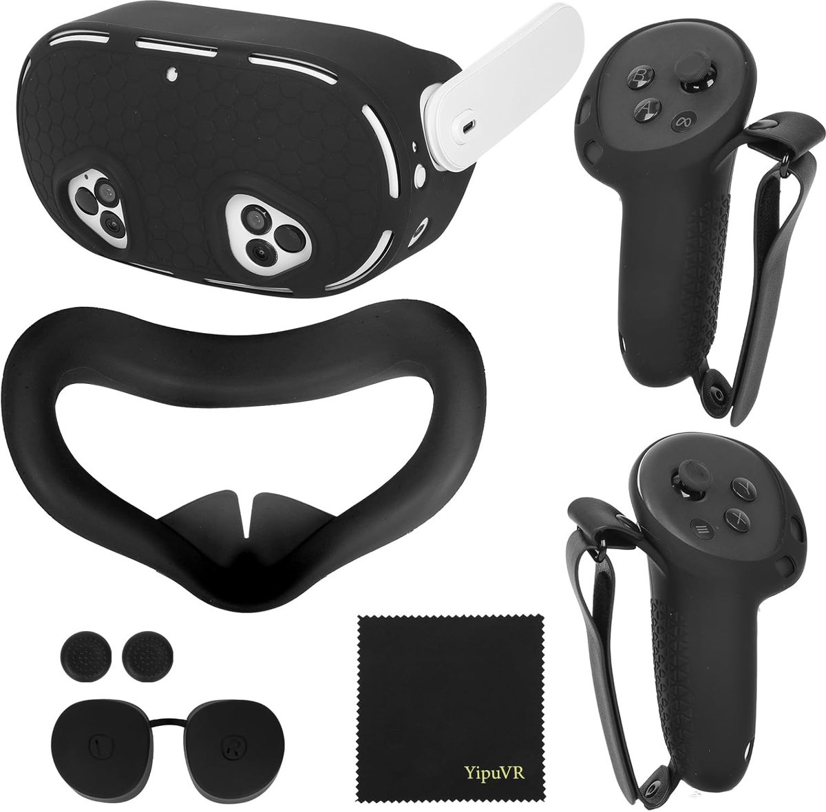VR Accessoire Set - Beschermhoes Set - Virtuele Beleving - Vijf Delig - 22.8 x 16.8 cm - Zwart